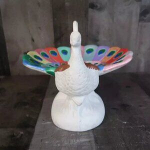 1977 Holland Mold Peacock Vintage Decor Hand Painted Arts Crafts